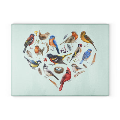 Bird Heart Glass Cutting Board