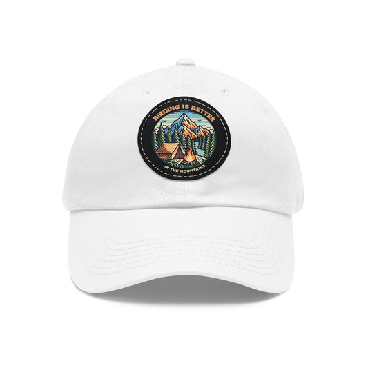 The Nerdy Birder - "Birding is Better in the Mountains" Dad Hat, Leather Patch Cap, Perfect Gift for Dads, Nature Lovers, Casual Style Cap, Summer Accessories