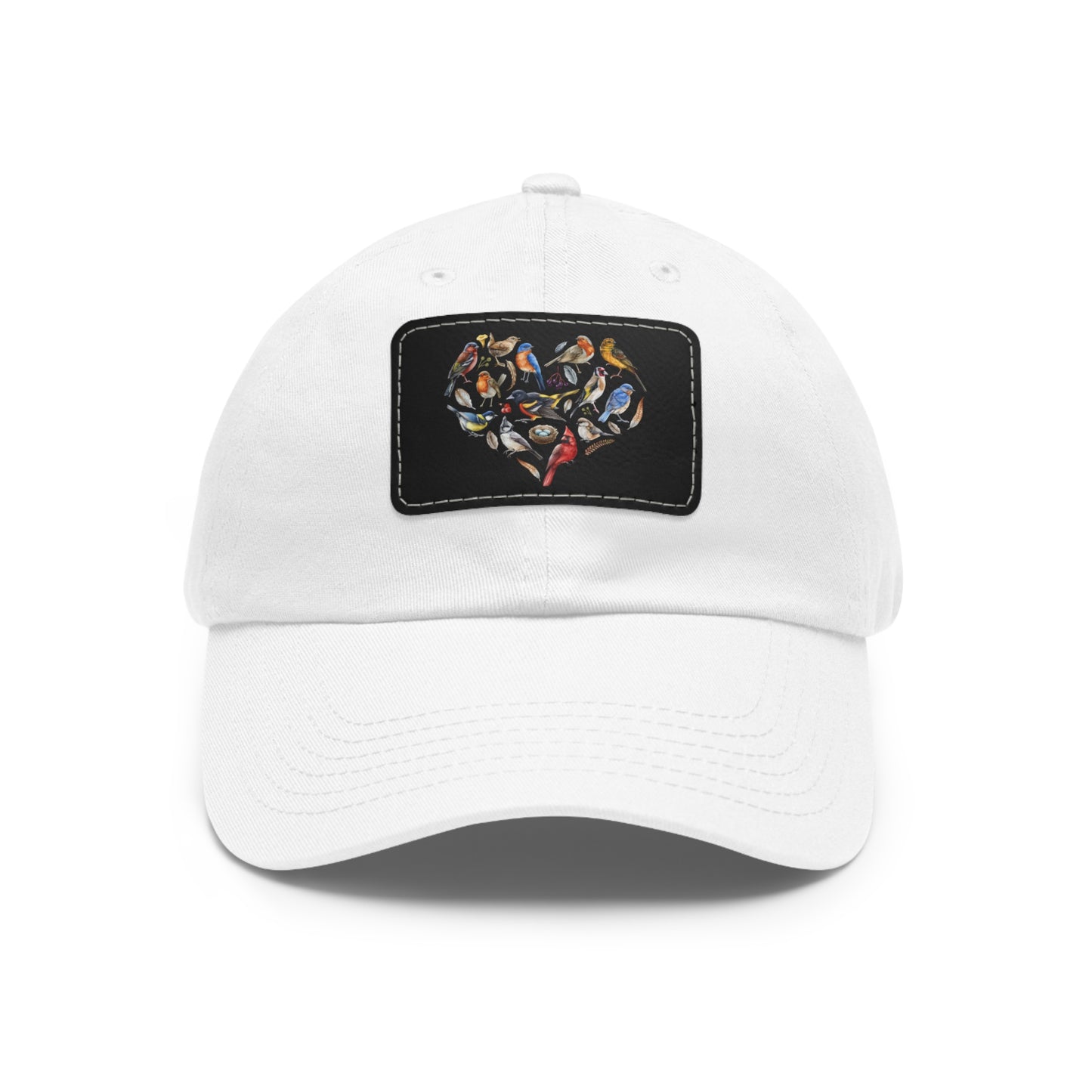 Bird Heart Hat with Leather Patch, Casual Cap for Bird Lovers