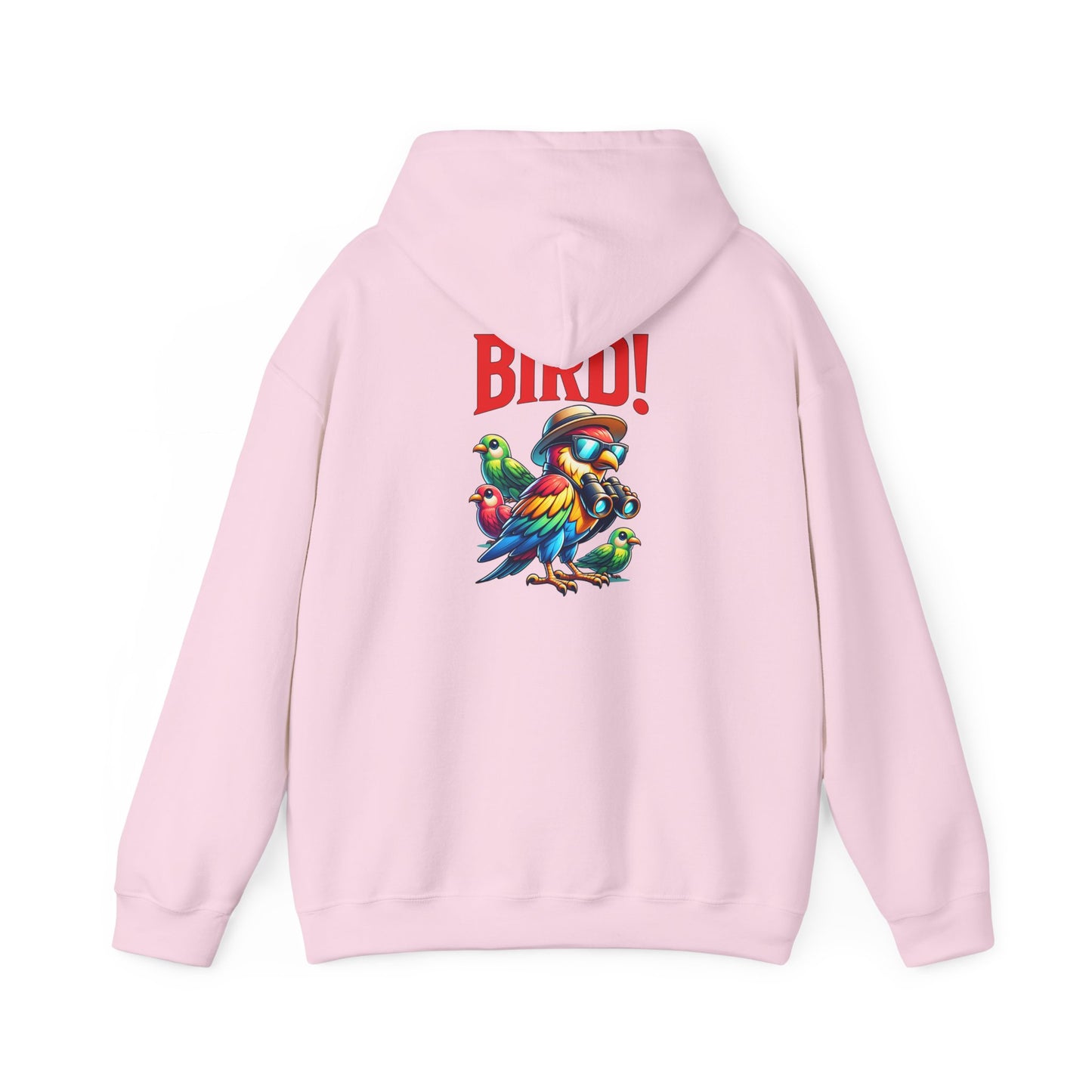 The Nerdy Birder - "Bird!" Back Design Unisex Hoodie - Cozy Sweatshirt for Nature Lovers