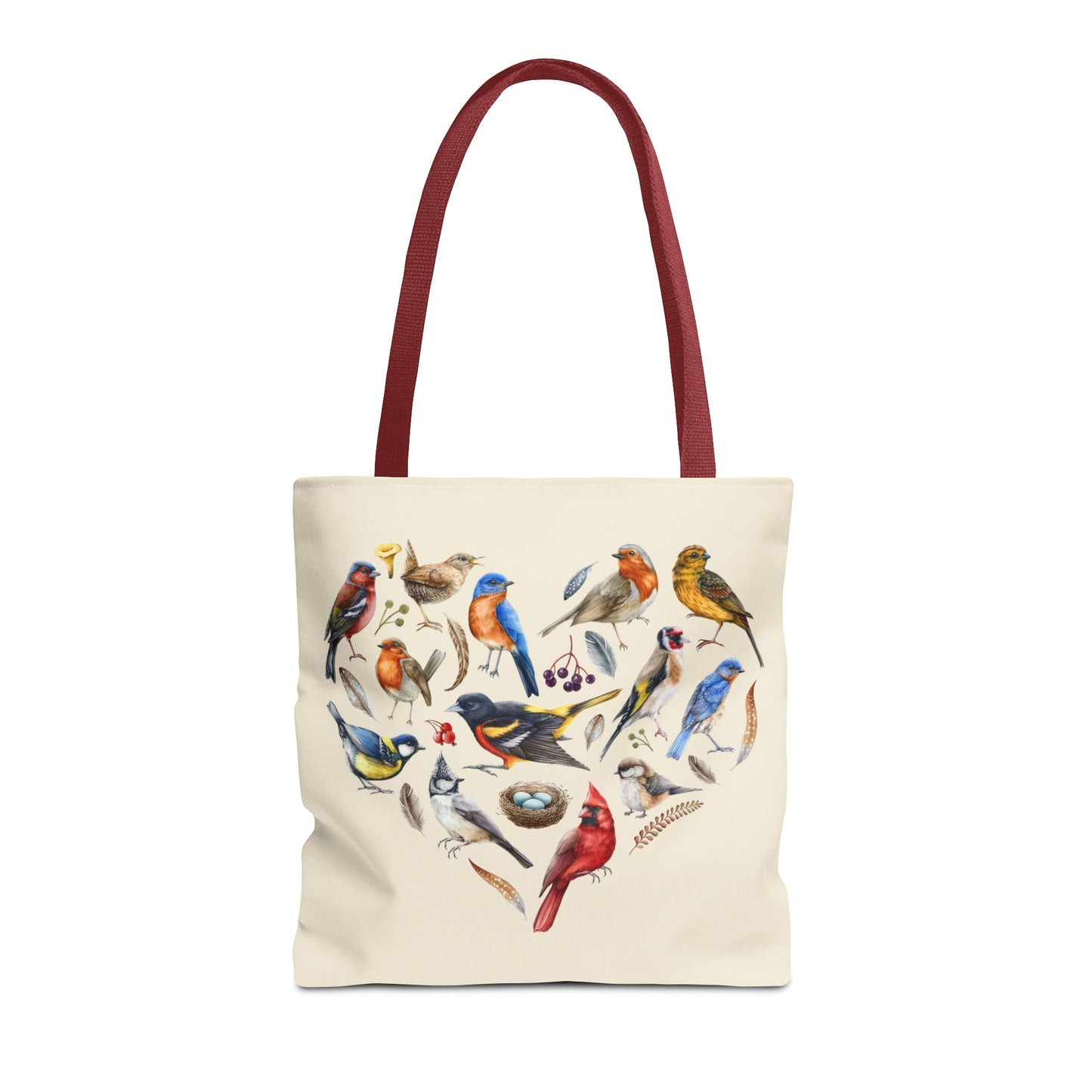 Heart of Birds Tote Bag - Natural color - Heart Design for Nature Enthusiasts