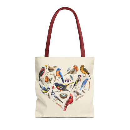 Heart of Birds Tote Bag - Natural color - Heart Design for Nature Enthusiasts