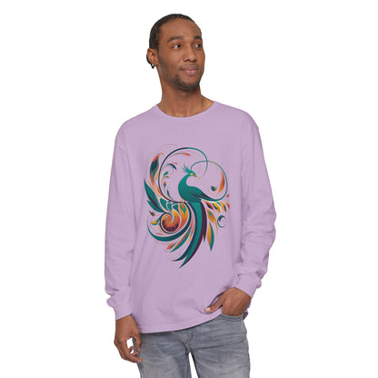 Bohemian Peacock Long Sleeve T-Shirt for Creative Souls
