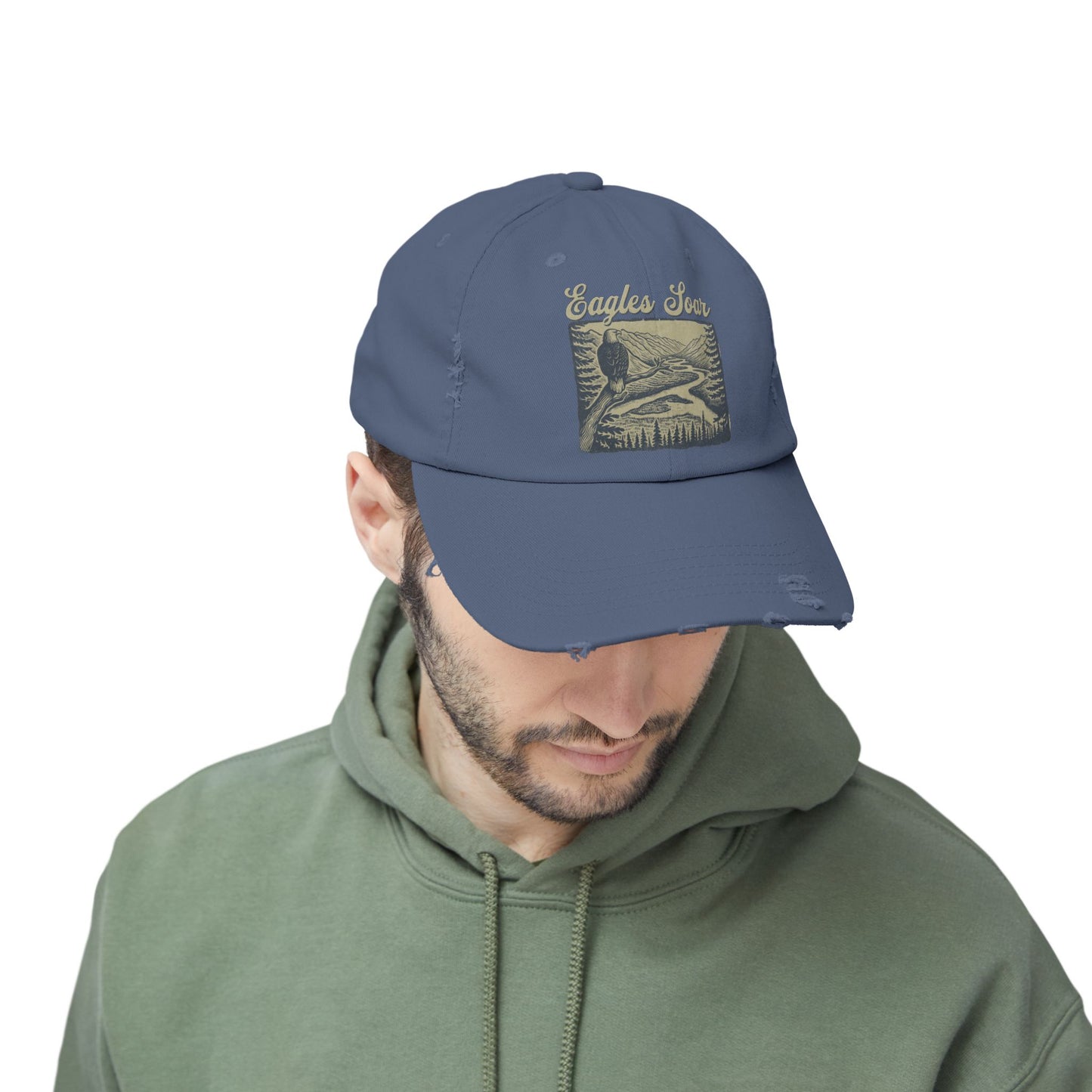 Eagles Soar Distressed Cap, Casual Hat for Bird Lovers, Unique Gift for Nature Enthusiasts, Trendy Apparel for Outdoor Adventures
