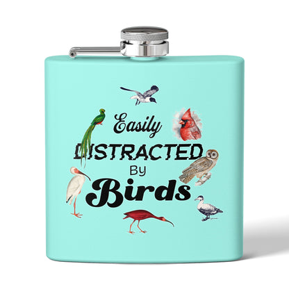 Easily Distracted By Birds Stainless Steel Flask - 6oz