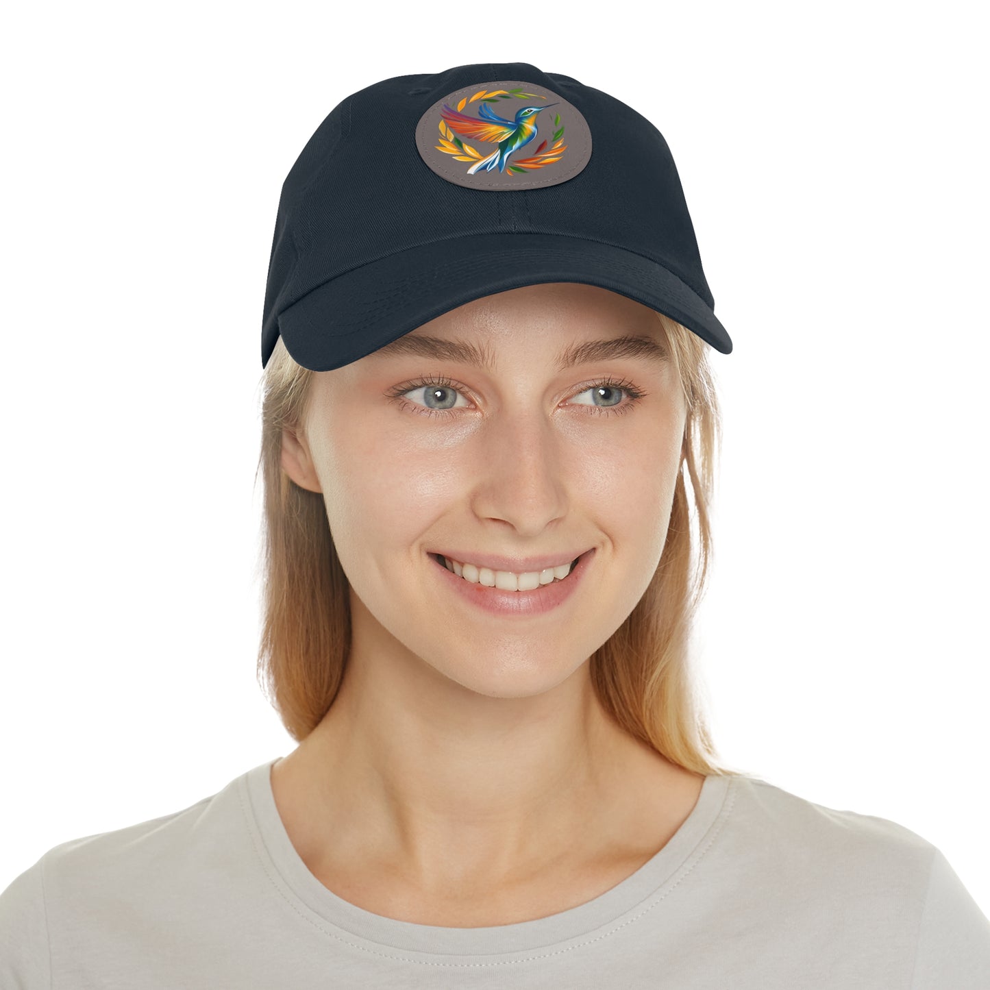 Hummingbird Rainbow Hat Leather Patch Cap