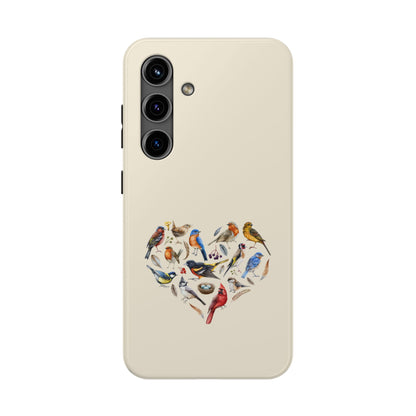Bird Heart Tough Phone Cases - Cute Wildlife Design, Gift for Nature Enthusiasts, Durable Cases for Birdwatching