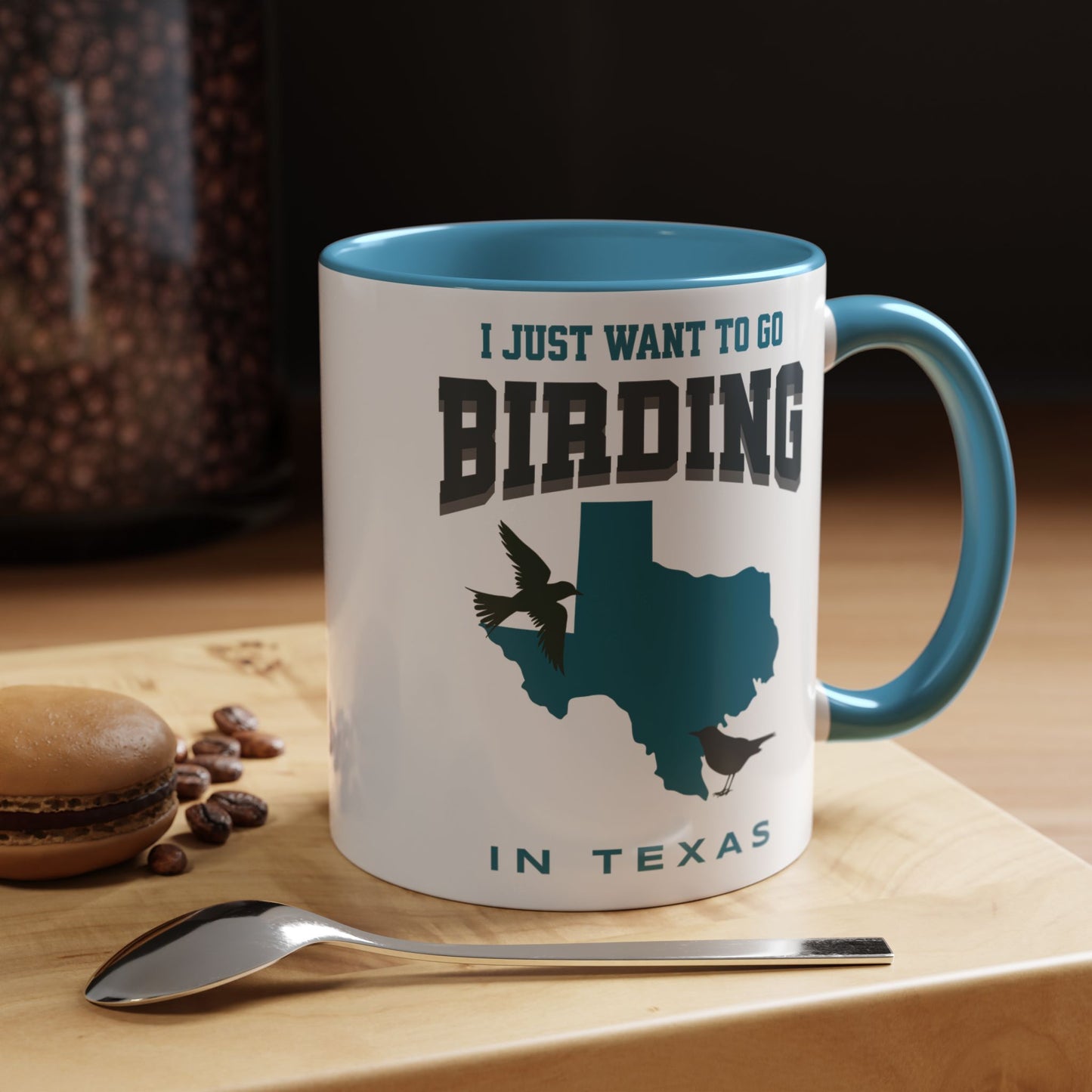 I Just Want to Go Birding in Texas Vibrant Accent Coffee Mug