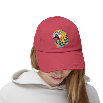 The Nerdy Birder Colorful Parrot Vintage Style Hat - Unisex Distressed Cap