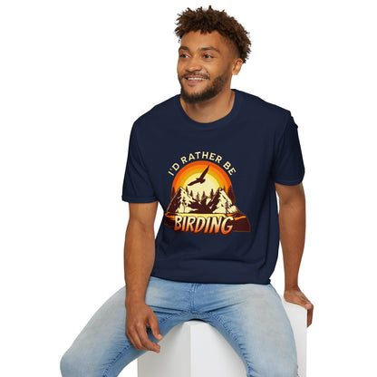 I'd Rather Be Birding Unisex Softstyle T-Shirt - Perfect for Birdwatchers