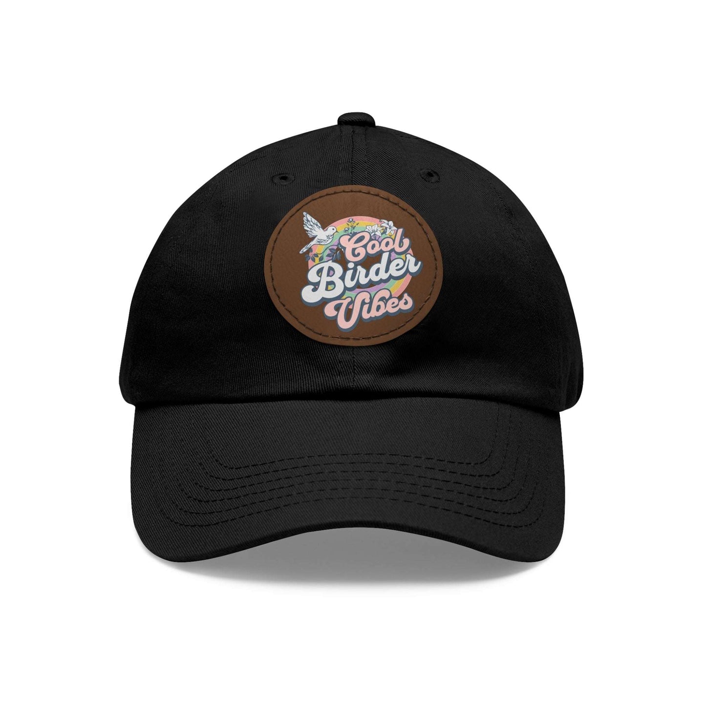 The Nerdy Birder - "Cool Birder Vibes" Dad Hat, Leather Patch Cap, Perfect Gift for Dads, Nature Lovers, Casual Style Cap, Summer Accessories