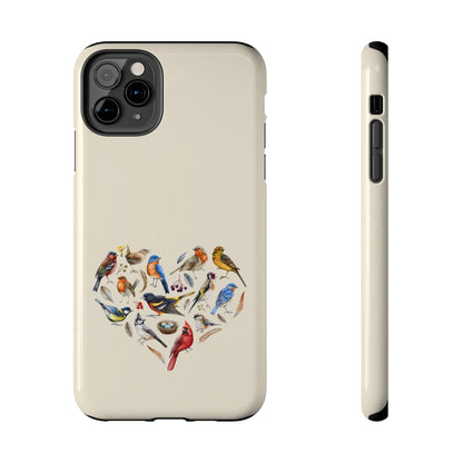 Bird Heart Tough Phone Cases - Cute Wildlife Design, Gift for Nature Enthusiasts, Durable Cases for Birdwatching