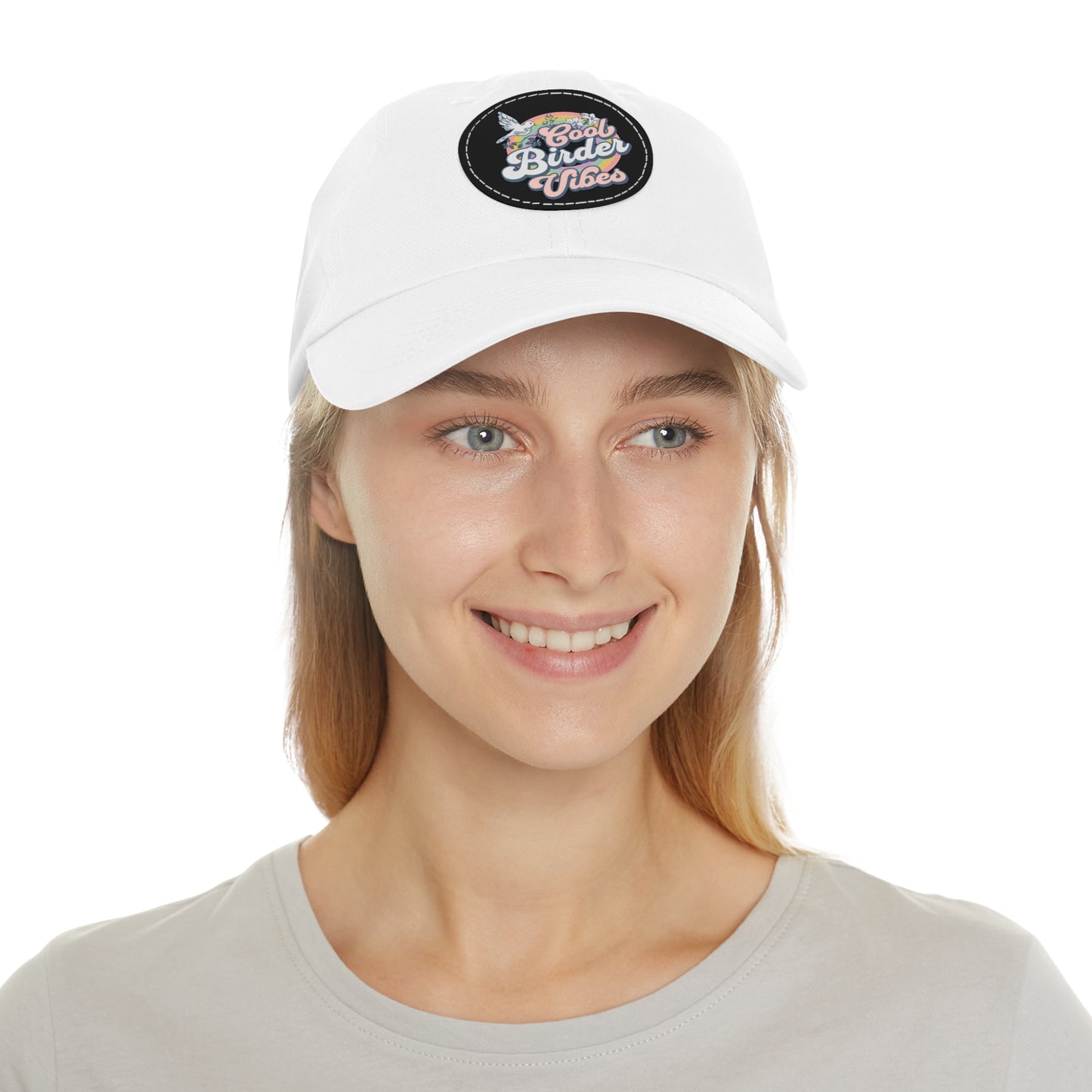 The Nerdy Birder - "Cool Birder Vibes" Dad Hat, Leather Patch Cap, Perfect Gift for Dads, Nature Lovers, Casual Style Cap, Summer Accessories