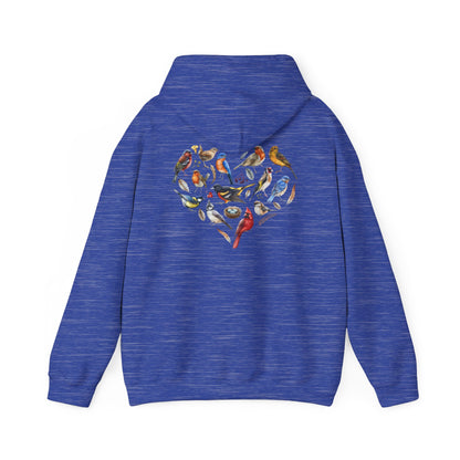 Bird Heart Unisex Hoodie Back Design - Cozy Sweatshirt for Nature Lovers