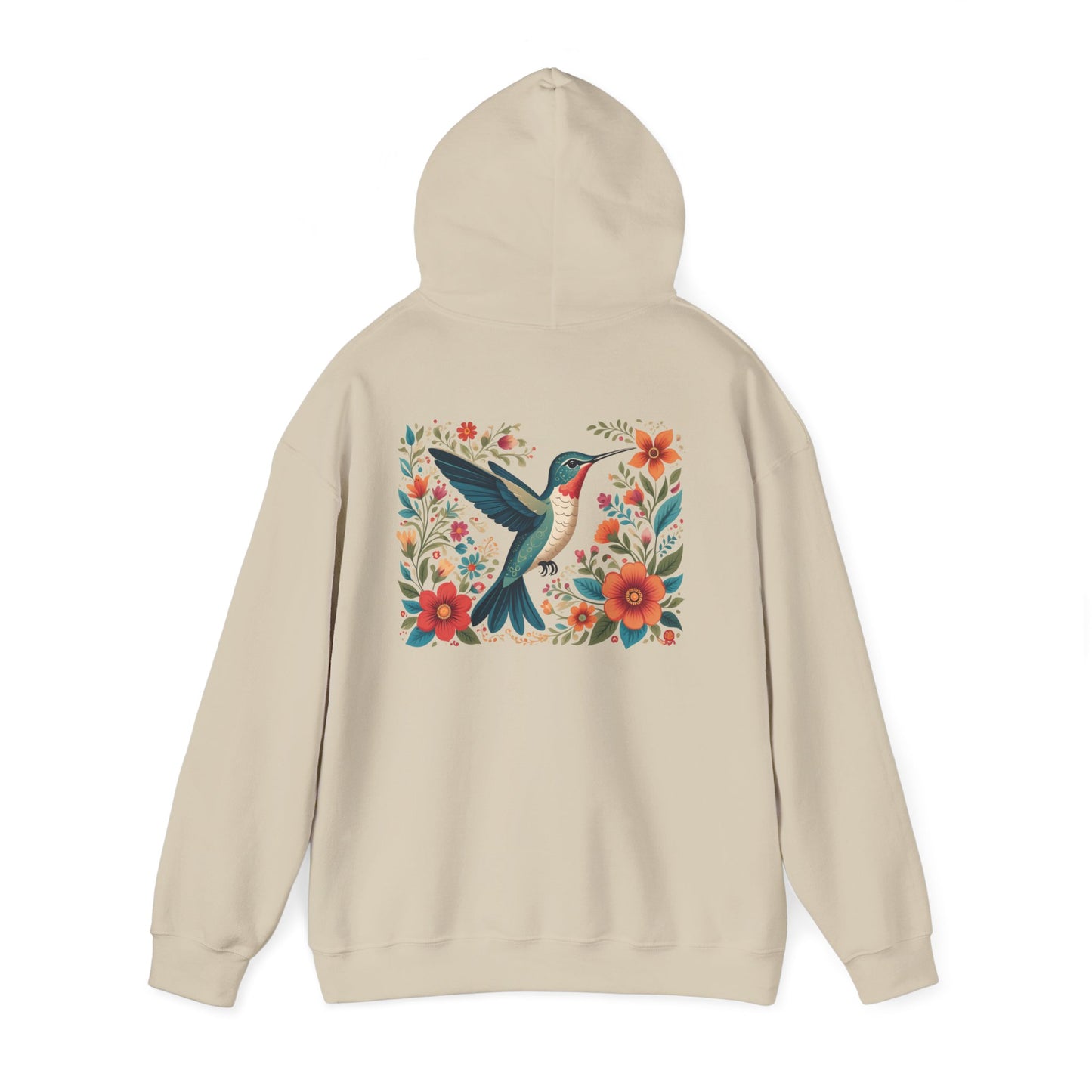 Hummingbird in Bloom Hoodie Back Design - Cozy Sweatshirt for Nature Lovers
