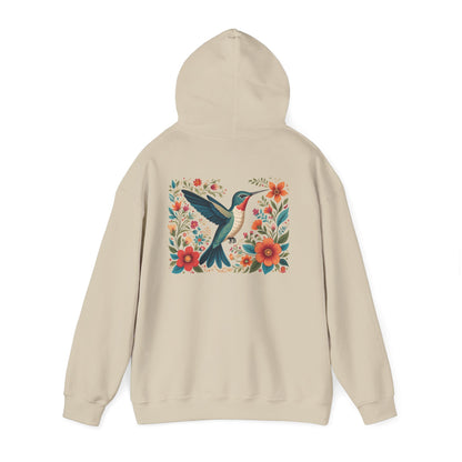 Hummingbird in Bloom Hoodie Back Design - Cozy Sweatshirt for Nature Lovers