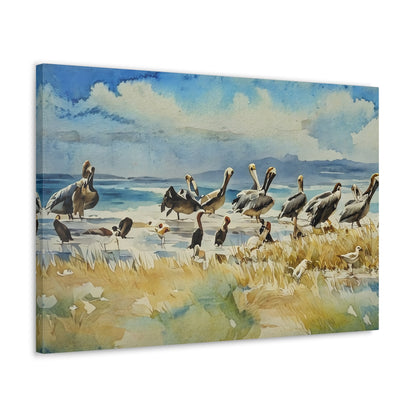 Coastal Pelican Canvas Gallery Wraps - Nautical Wall Art for Beach Lovers