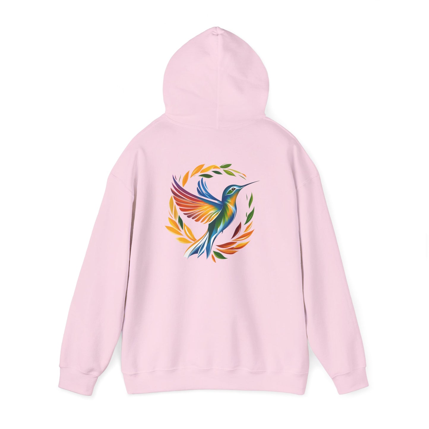 Hummingbird Rainbow Hoodie Back Design - Cozy Sweatshirt for Nature Lovers