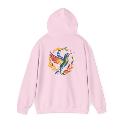 Hummingbird Rainbow Hoodie Back Design - Cozy Sweatshirt for Nature Lovers