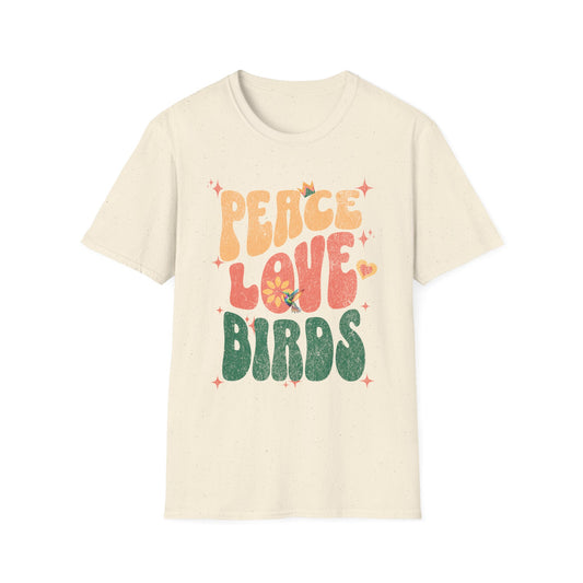 Peace Love Birds Unisex Softstyle T-Shirt - Retro Vibe Tee for Casual Wear