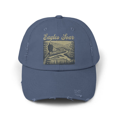 Eagles Soar Distressed Cap, Casual Hat for Bird Lovers, Unique Gift for Nature Enthusiasts, Trendy Apparel for Outdoor Adventures