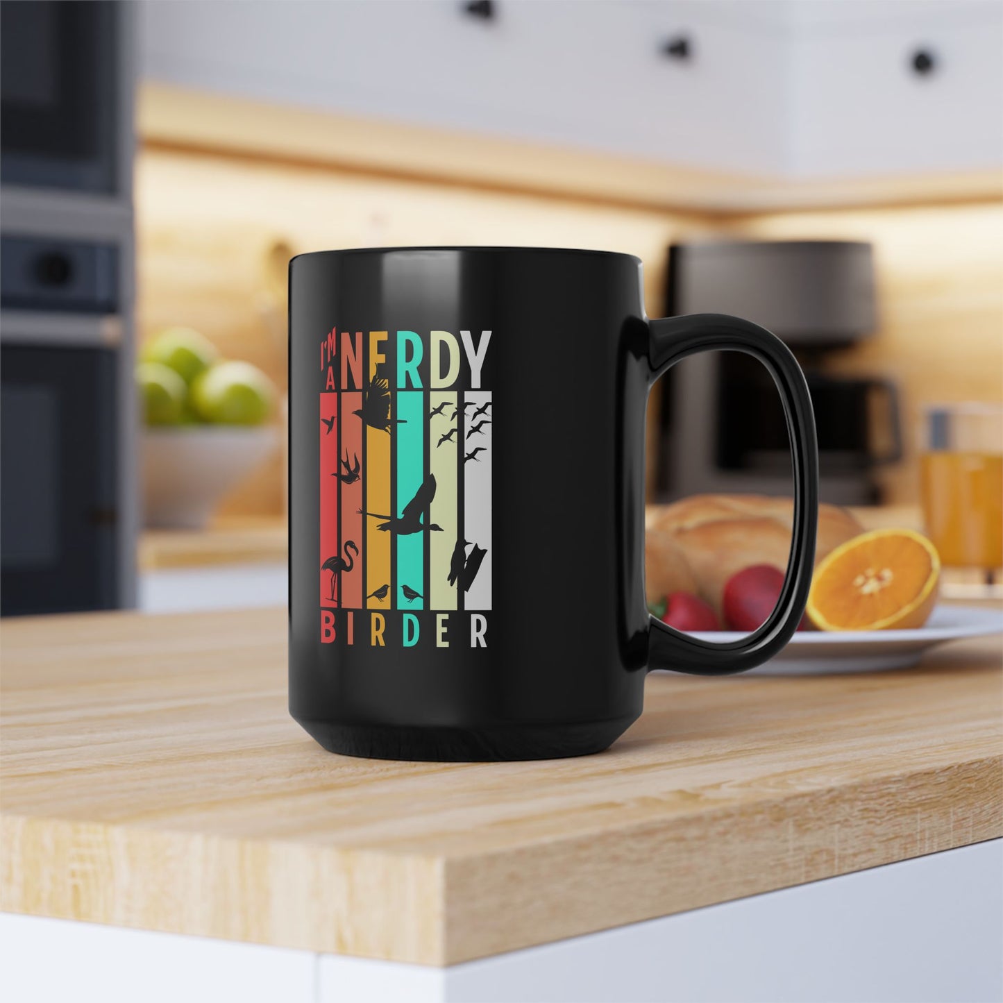 I'm A Nerdy Birder Stylish Glossy Ceramic Black Mug  11oz and 15oz