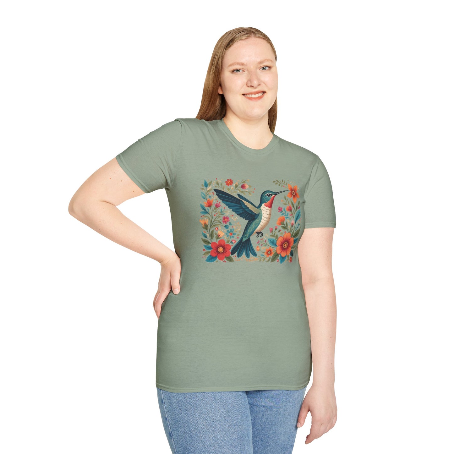 Hummingbird in Bloom Unisex Softstyle T-Shirt