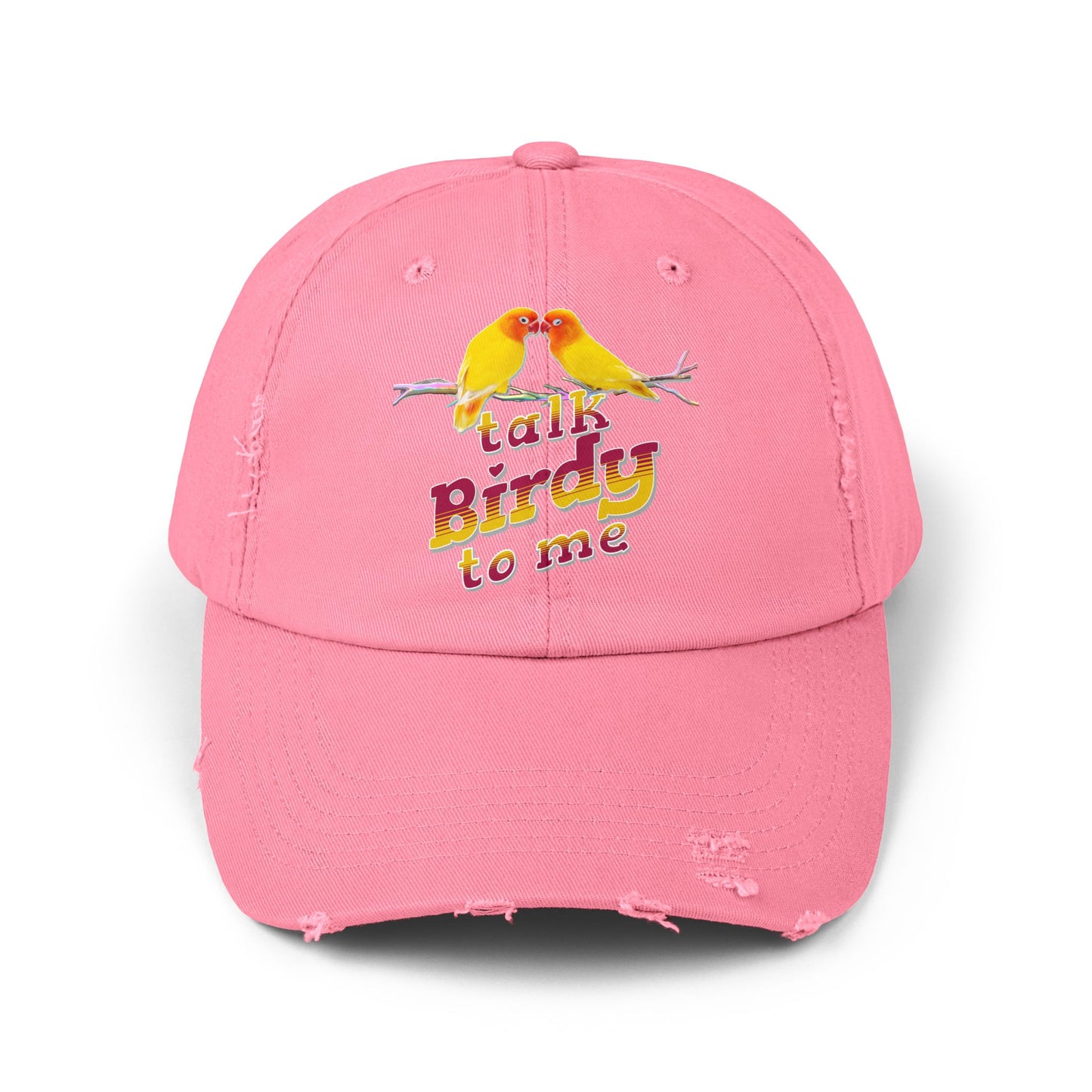 Talk Birdy To Me Distressed Cap, Casual Hat for Bird Lovers, Unique Gift for Nature Enthusiasts, Trendy Apparel for Outdoor Adventures