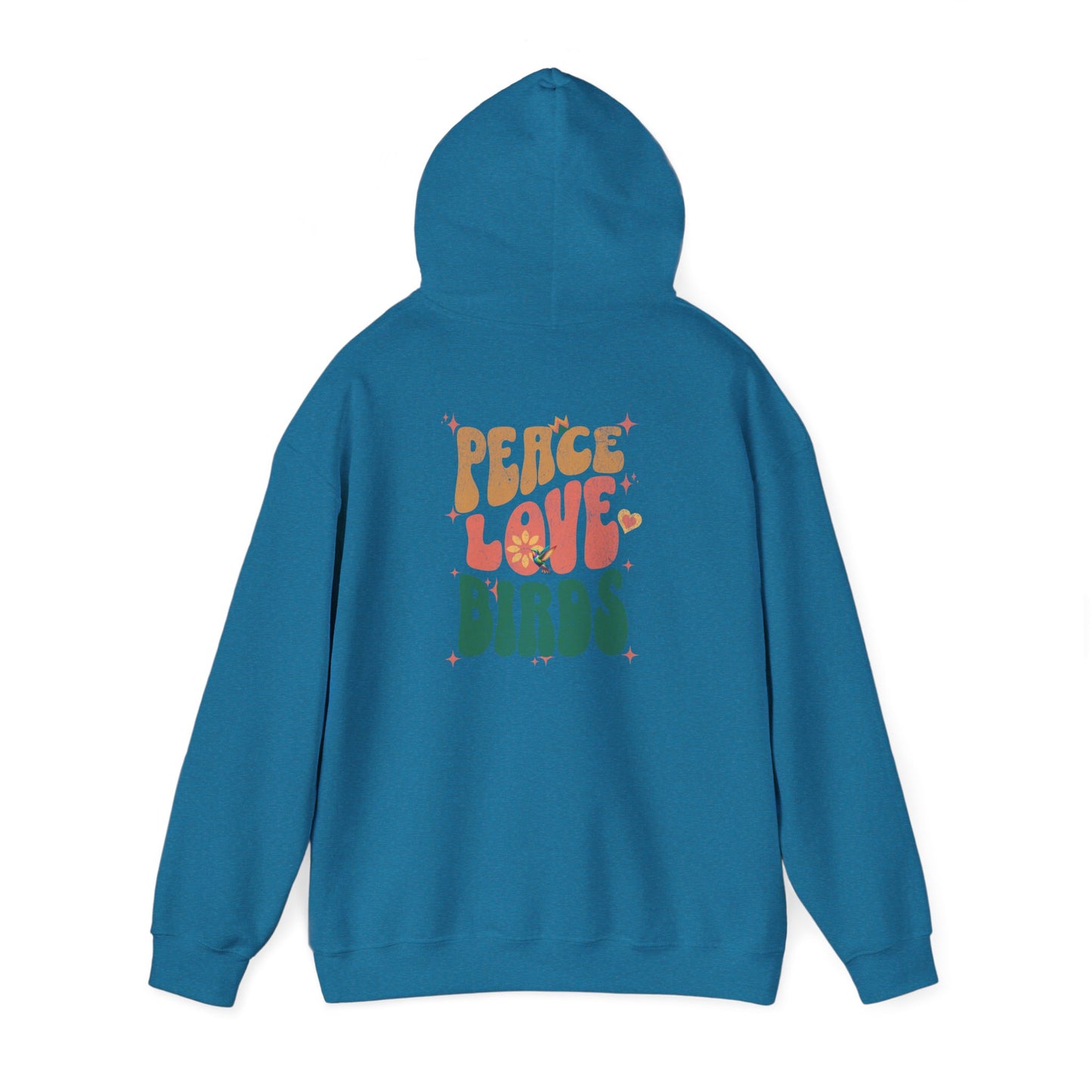 Peace Love Birds Unisex Hoodie Back Design - Cozy Sweatshirt for Nature Lovers