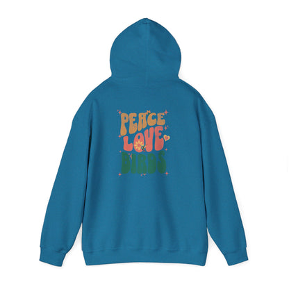 Peace Love Birds Unisex Hoodie Back Design - Cozy Sweatshirt for Nature Lovers