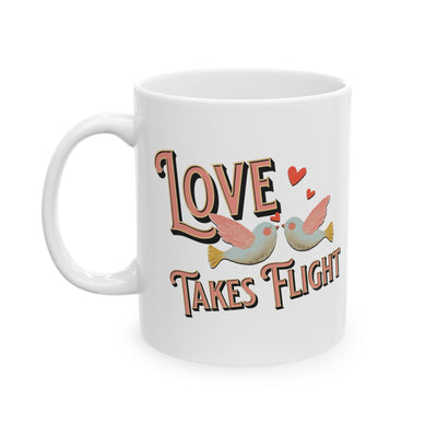 Love Takes Flight Ceramic Mug - Perfect Gift for Valentine's Day