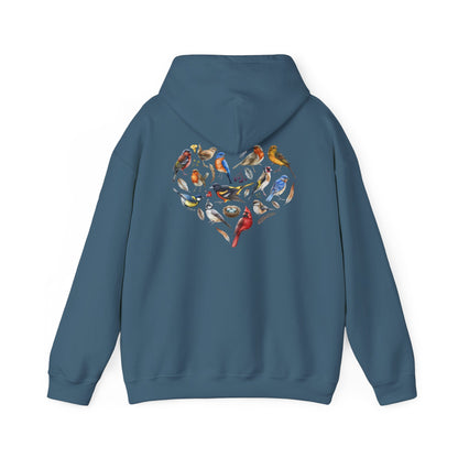 Bird Heart Unisex Hoodie Back Design - Cozy Sweatshirt for Nature Lovers