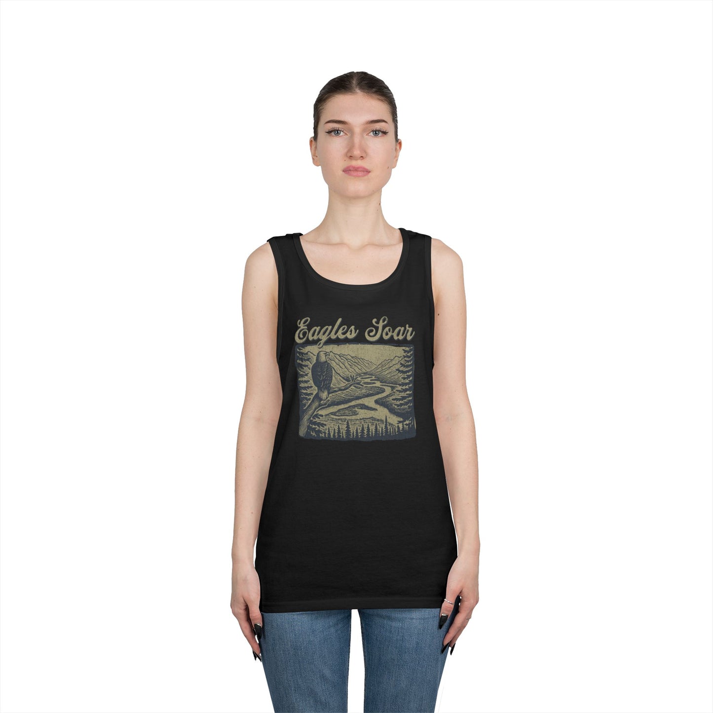 Eagles Soar Unisex Heavy Cotton Tank Top – Outdoor Adventure Wear