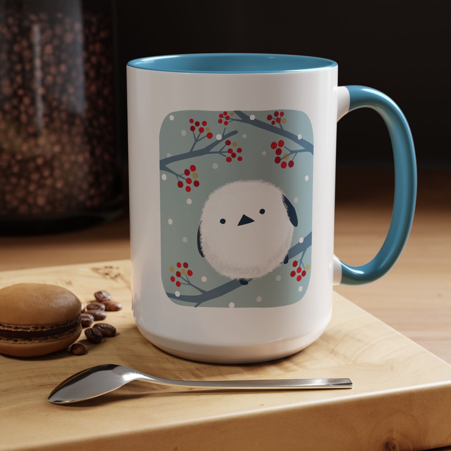 Cute Bird & Cherry Blossom Accent Coffee Mug - 11oz & 15oz
