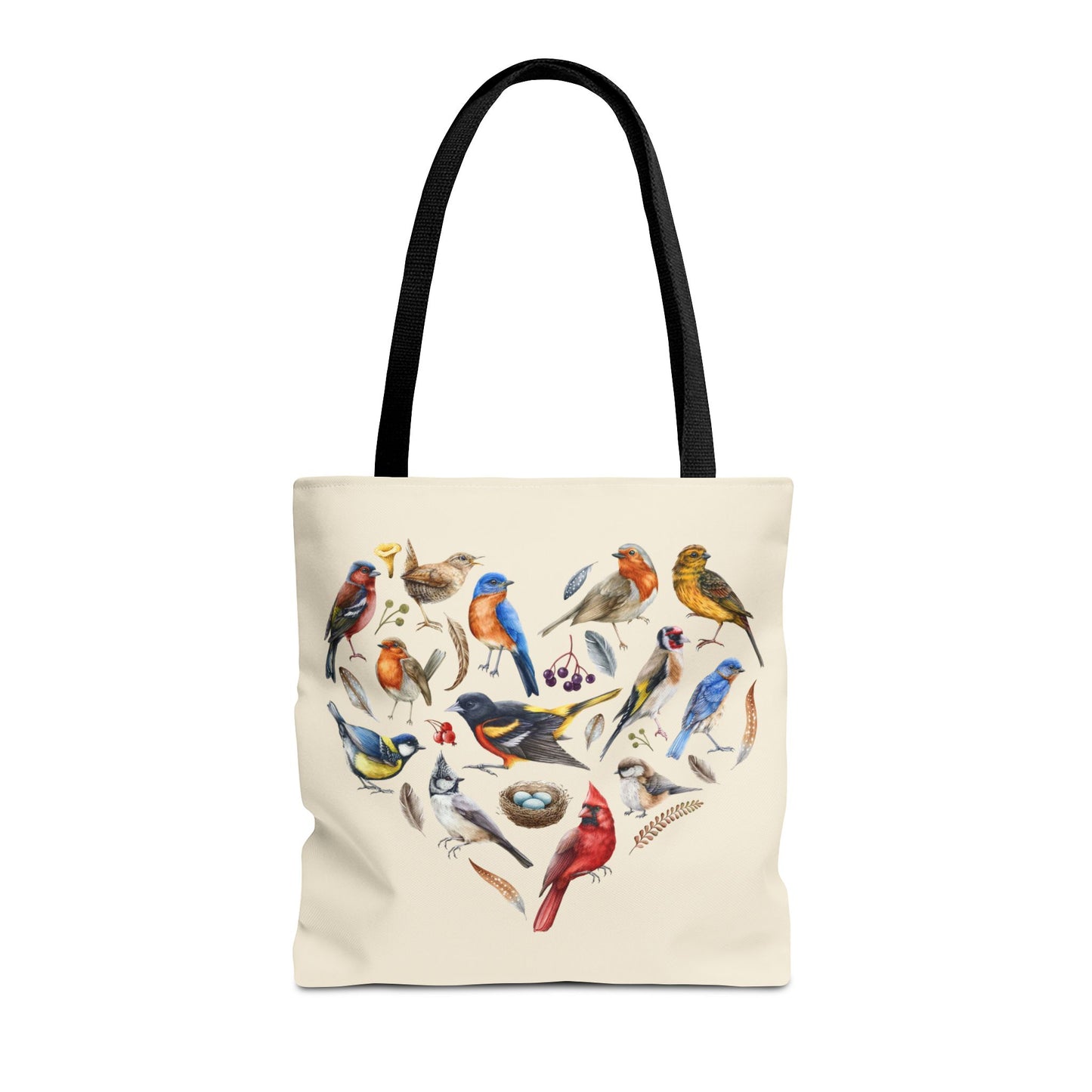 Heart of Birds Tote Bag - Natural color - Heart Design for Nature Enthusiasts