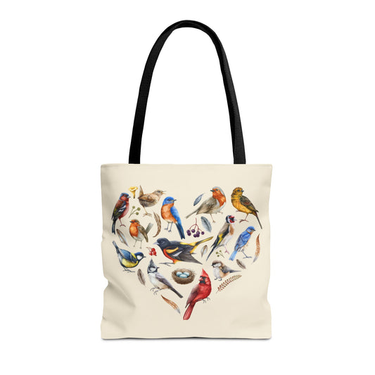Heart of Birds Tote Bag - Natural color - Heart Design for Nature Enthusiasts