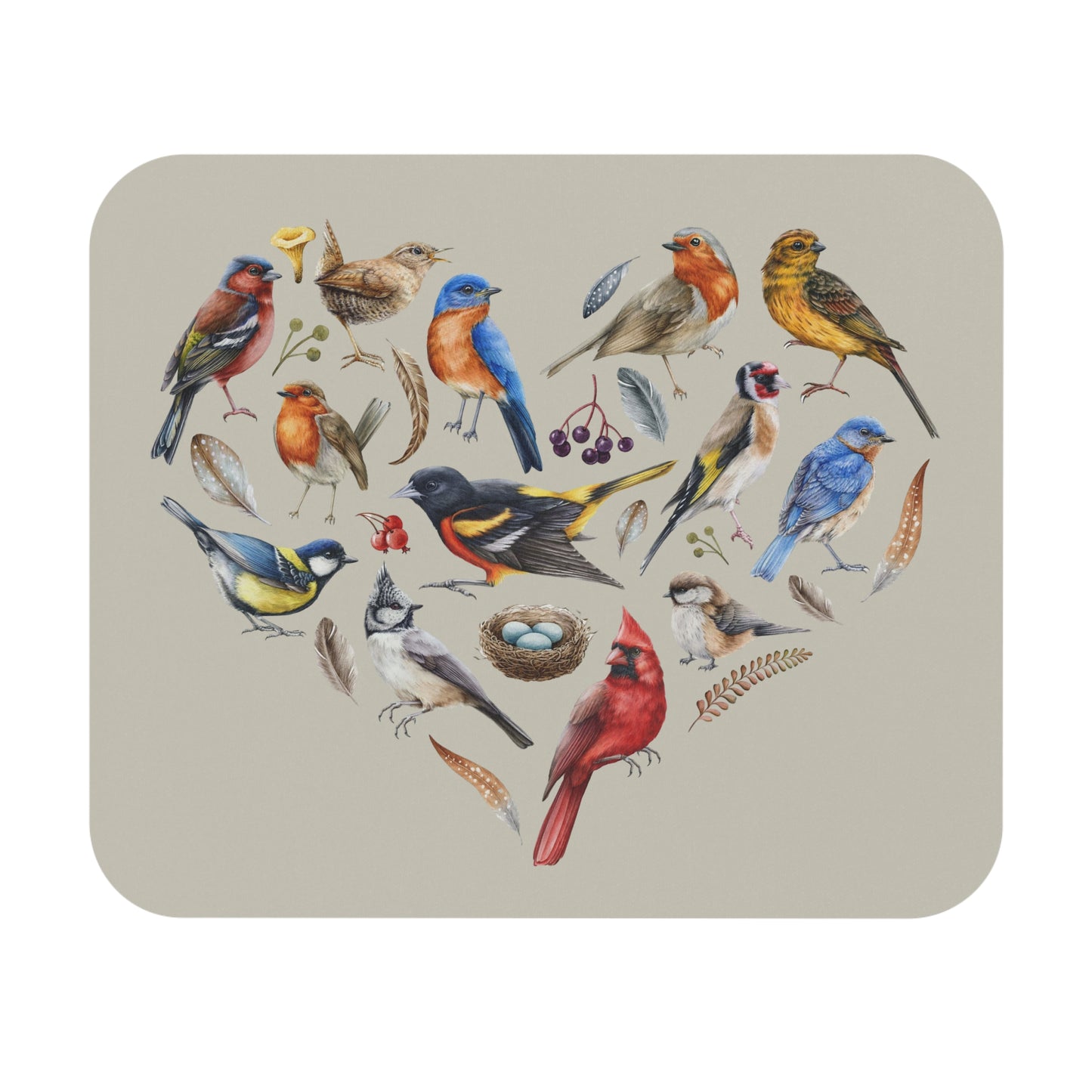 Bird Heart Mouse Pad Natural