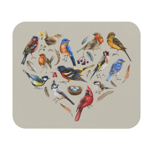 Bird Heart Mouse Pad Natural