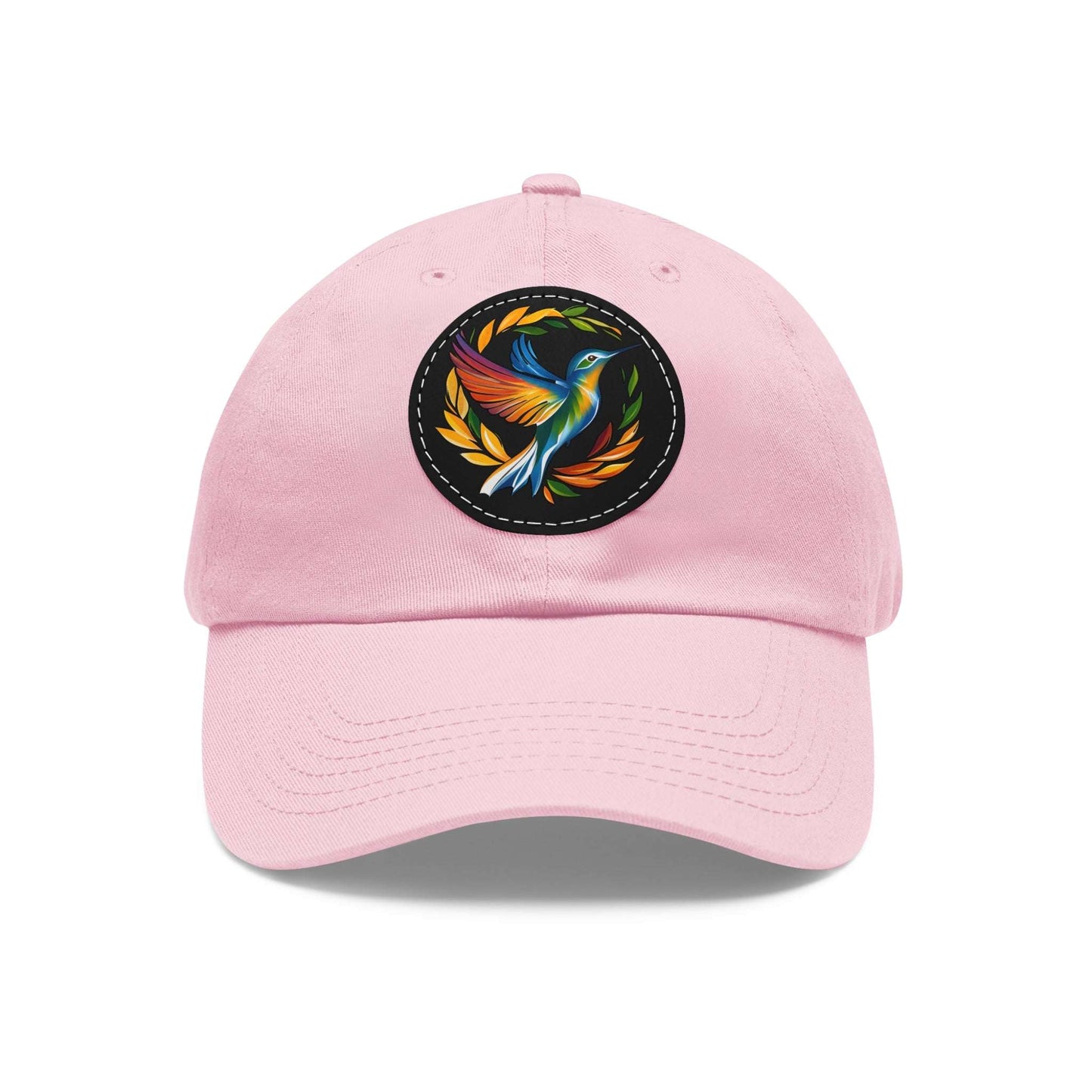 The Nerdy Birder - Modern Rainbow Hummingbird Dad Hat, Leather Patch Cap, Perfect Gift for Dads, Nature Lovers, Casual Style Cap, Summer Accessories