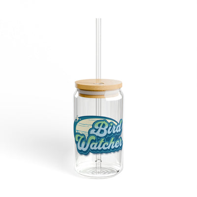 The Nerdy Birder Bird Watcher 16oz Sipper Glass With Bamboo Lid