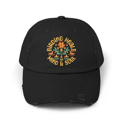 Birding Heals The Mind & Soul Unisex Distressed Cap - - Perfect Gift for Nature Lovers