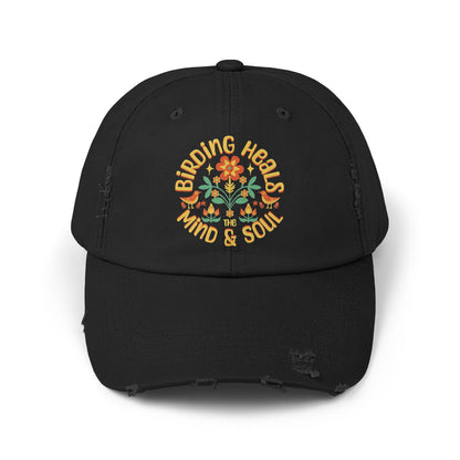 Birding Heals The Mind & Soul Unisex Distressed Cap - - Perfect Gift for Nature Lovers