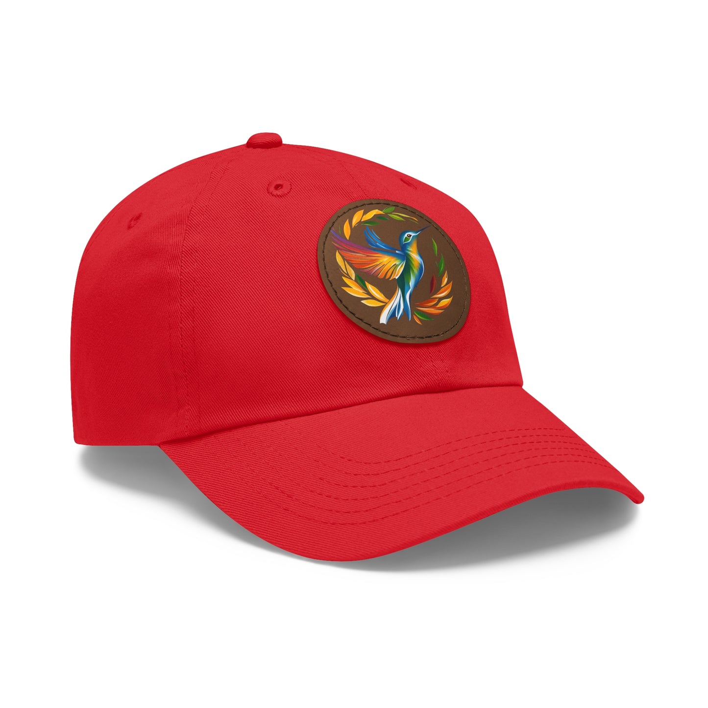 Hummingbird Rainbow Hat Leather Patch Cap