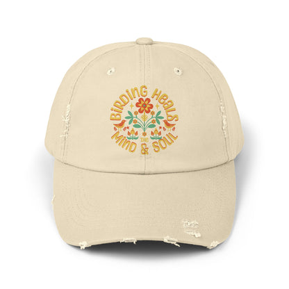 Birding Heals The Mind & Soul Unisex Distressed Cap - - Perfect Gift for Nature Lovers