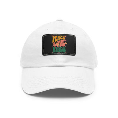 Peace Love Birds  Hat with Leather Patch, Casual Cap for Bird Lovers