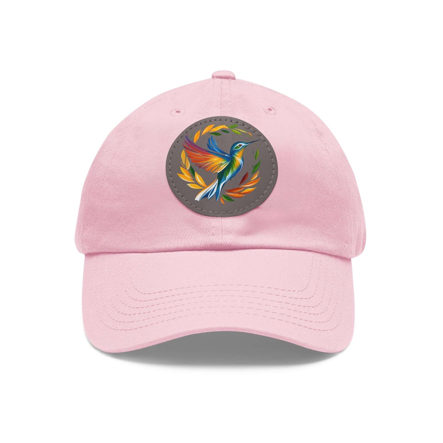 The Nerdy Birder - Modern Rainbow Hummingbird Dad Hat, Leather Patch Cap, Perfect Gift for Dads, Nature Lovers, Casual Style Cap, Summer Accessories
