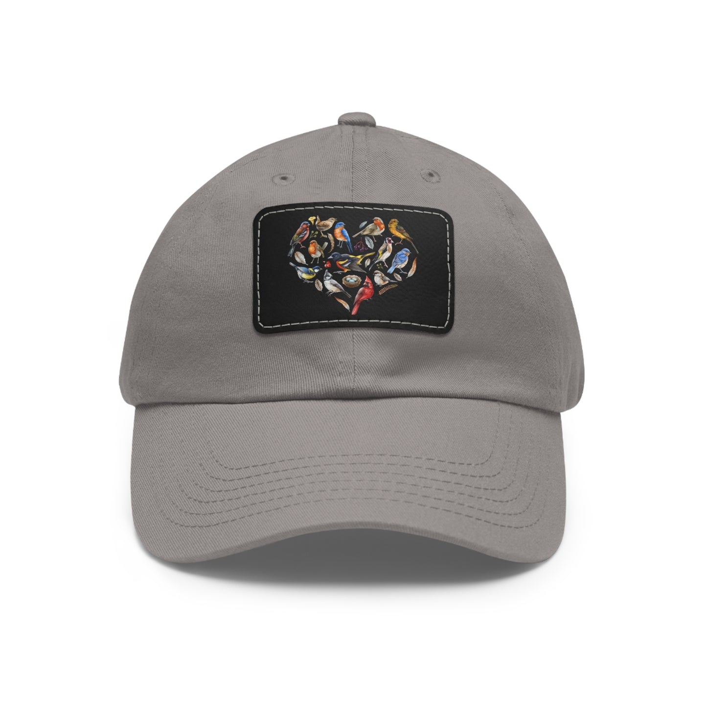 Bird Heart Hat with Leather Patch, Casual Cap for Bird Lovers