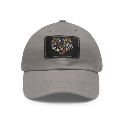 Bird Heart Hat with Leather Patch, Casual Cap for Bird Lovers