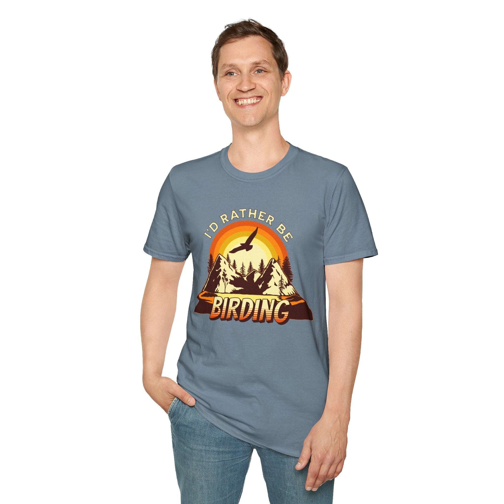 I'd Rather Be Birding Unisex Softstyle T-Shirt - Perfect for Birdwatchers