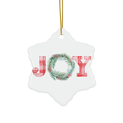 Joyful Holiday Ceramic Ornaments - 4 Festive Shapes